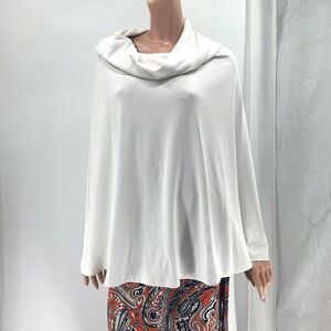 Carilyn Vaile White Cowl Neck Cape Top